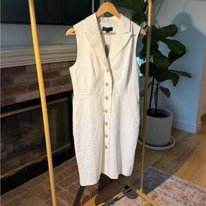 J. Crew Ivory Button-Front Midi Dress